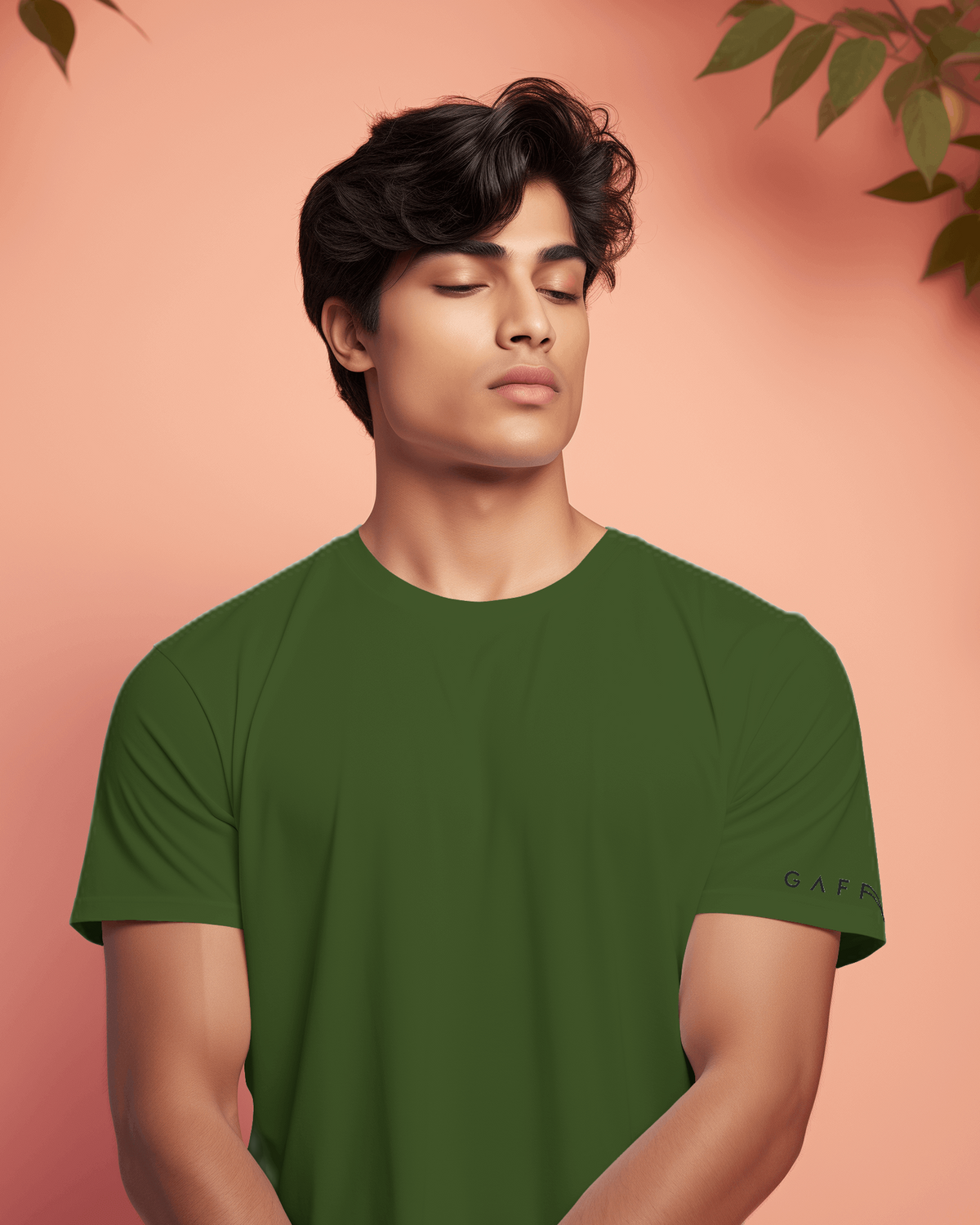 Men Solid Round Neck Regular Fit 100% Cotton T-Shirt by Gaffa - Bottle Green