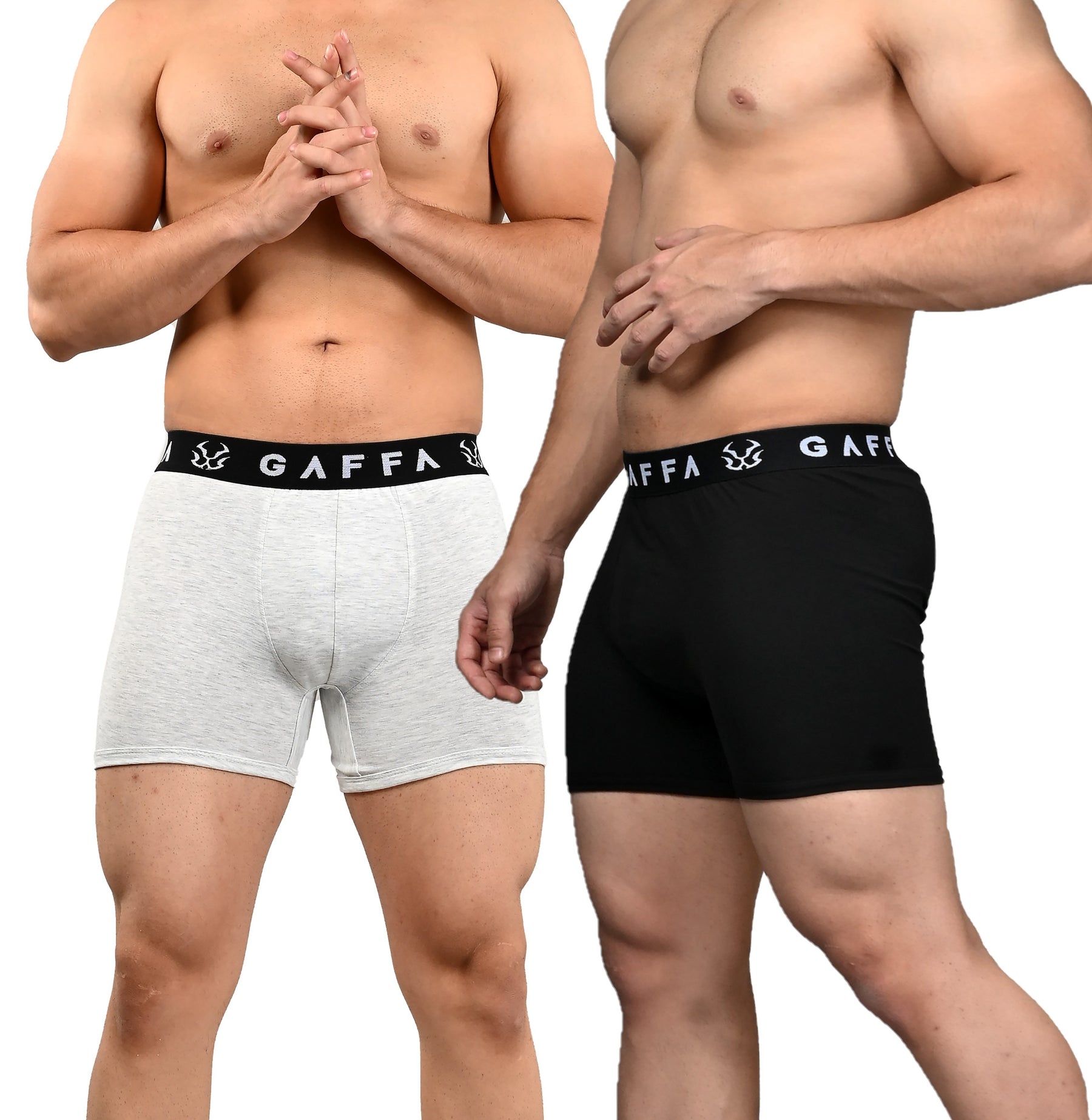 Men's Underwear Trunks Black & White + White Melanch Pack of 2