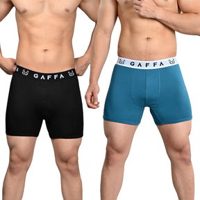 Men's Underwear Trunks Bold Black + Soothing Blue Pack of 2