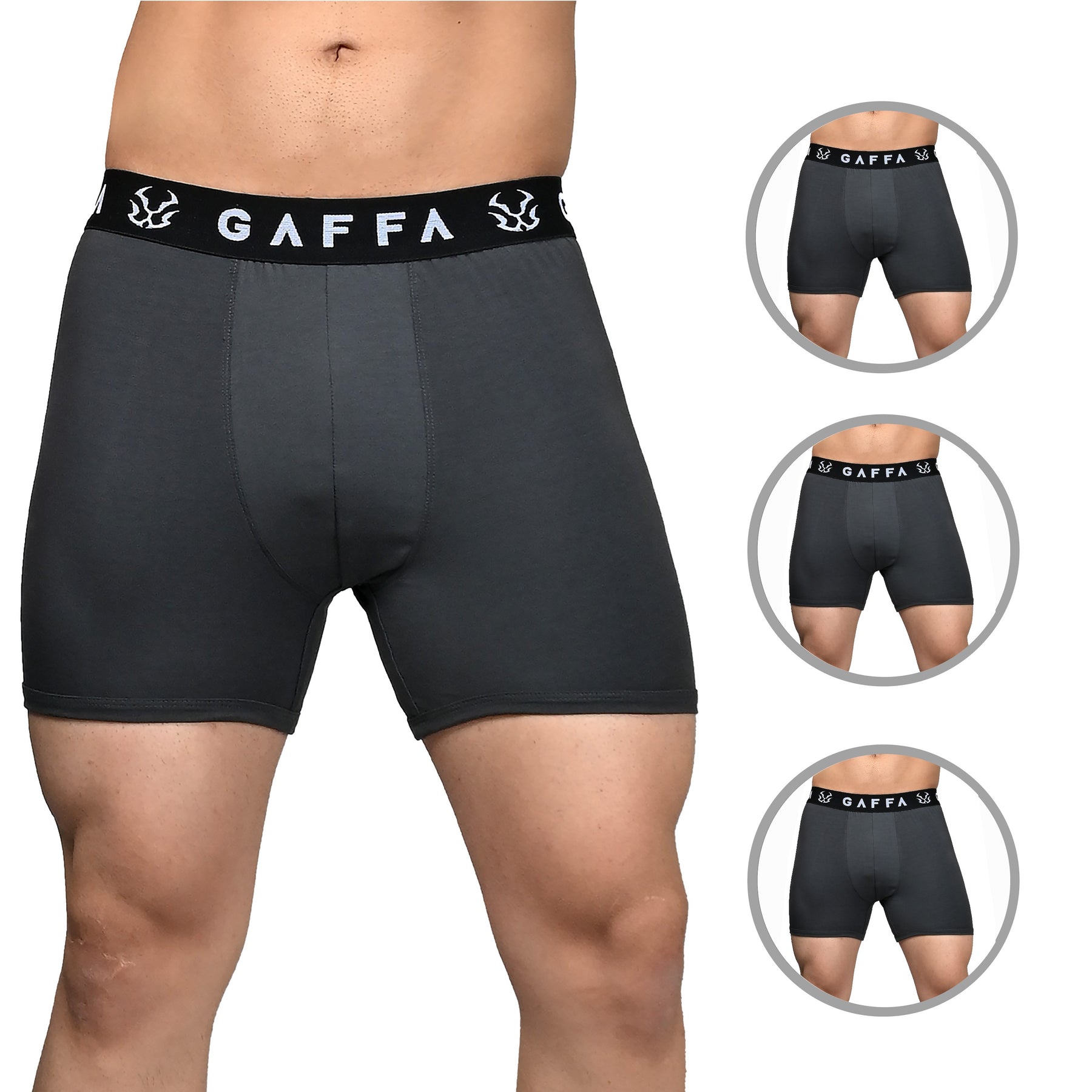 Men's Underwear Trunks Basics Charcoal Grey Pack of 3